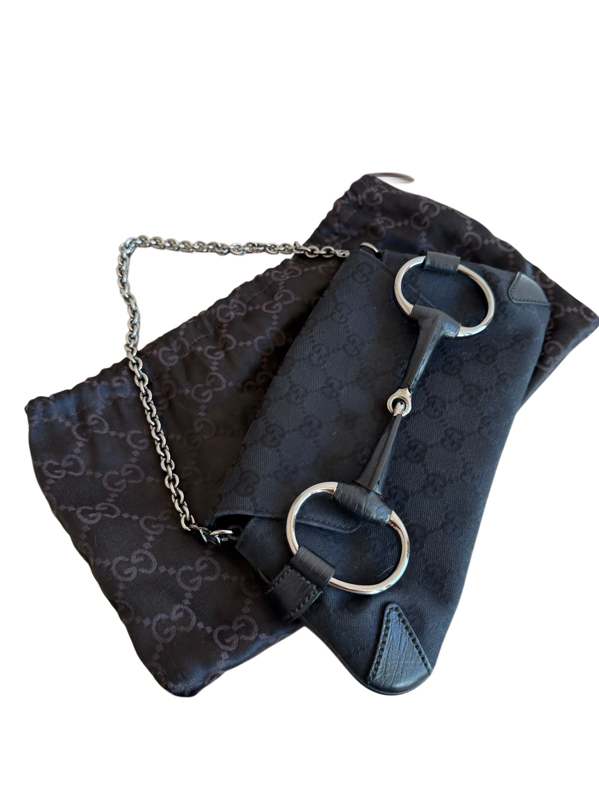 Gucci GG Canvas Horsebit Chain Clutch