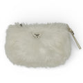 Prada A White Faux Fur Wristlet Clutch Bag