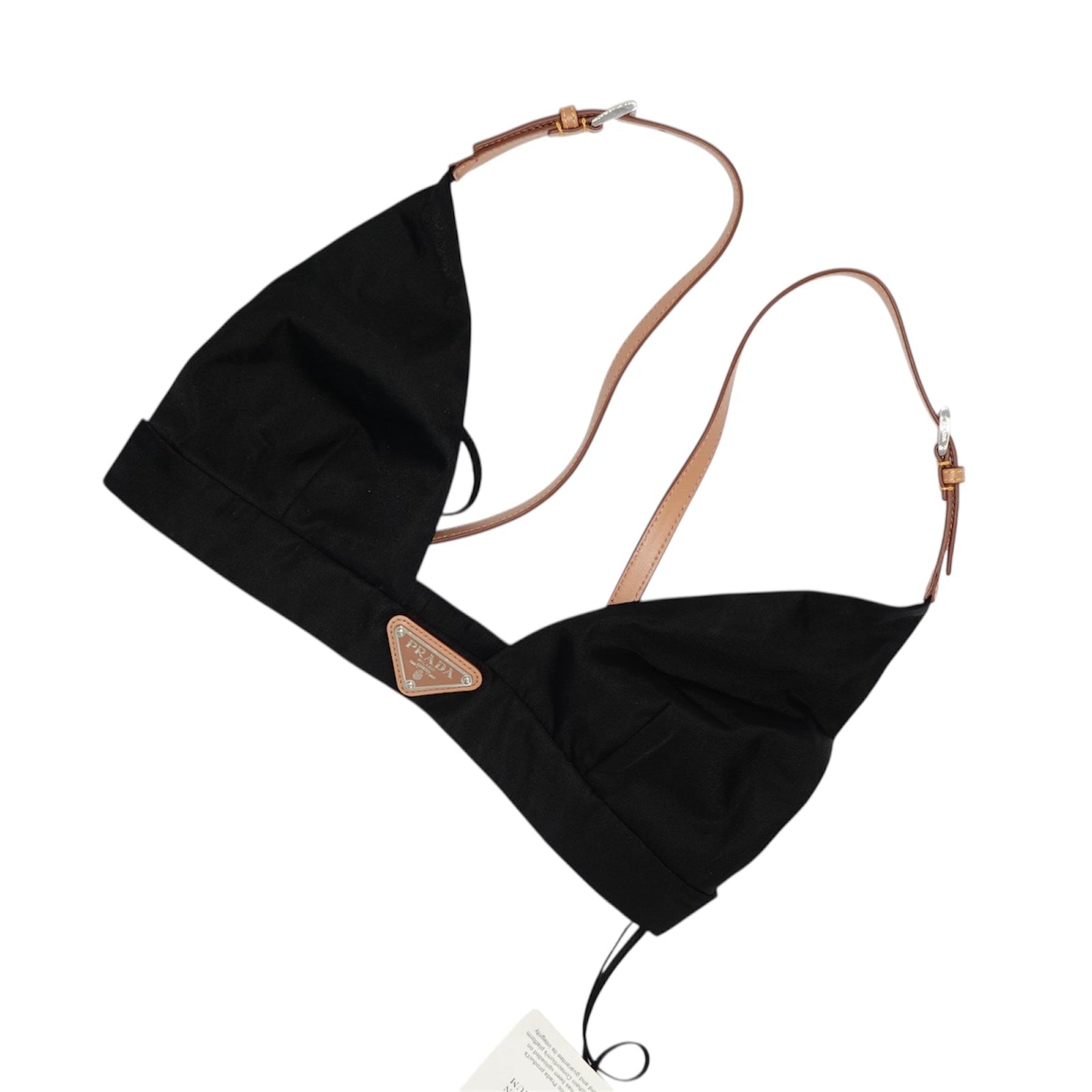 Prada Re-Nylon Triangle Bralette with Saffiano Leather Trim
