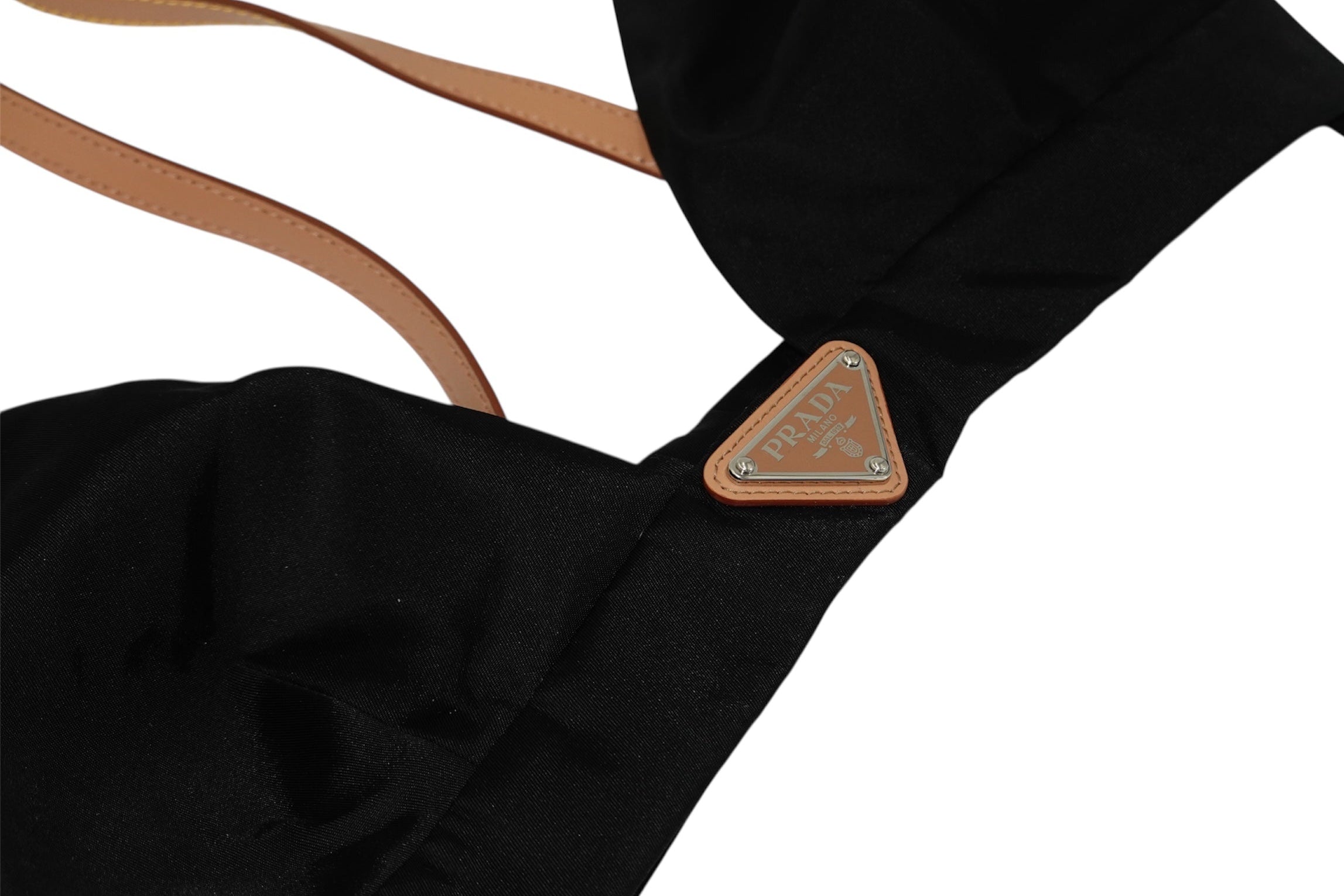 Prada Re-Nylon Triangle Bralette with Saffiano Leather Trim