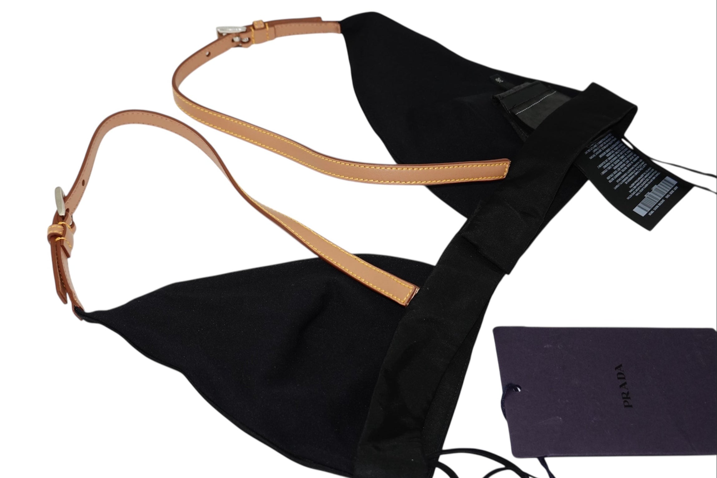 Prada Re-Nylon Triangle Bralette with Saffiano Leather Trim