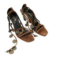 Saint Laurent Coin-Embellished Suede Wedge Sandals