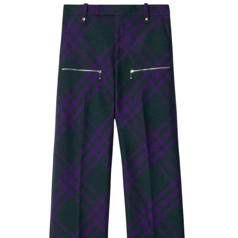 Burberry Check-Pattern Wool Trousers