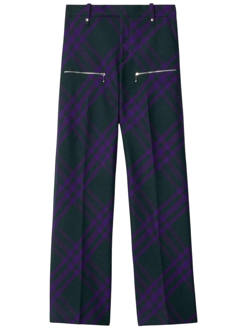 Burberry Check-Pattern Wool Trousers
