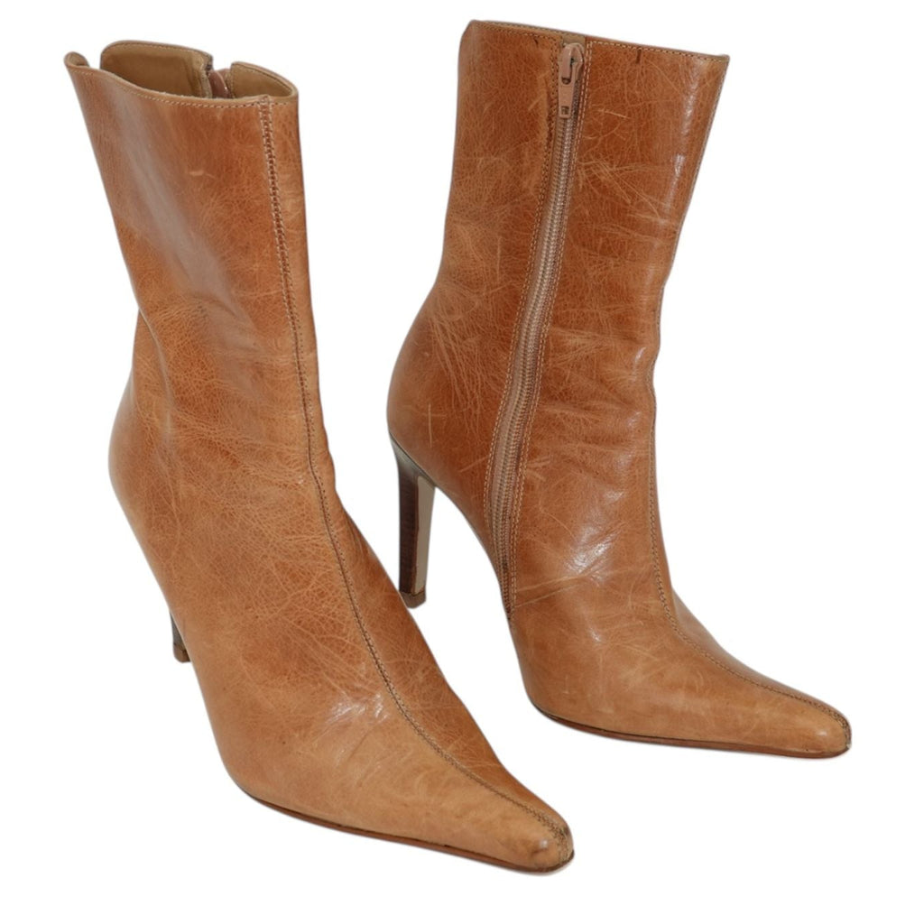 Leather Tan Heeled Boots