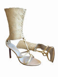 Vintage Cesare Paciotti Leather & Raffia Heeled Sandals